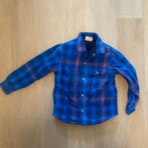 Columbia Blue and Red Fleece-Lined Corduroy Plaid Shirt